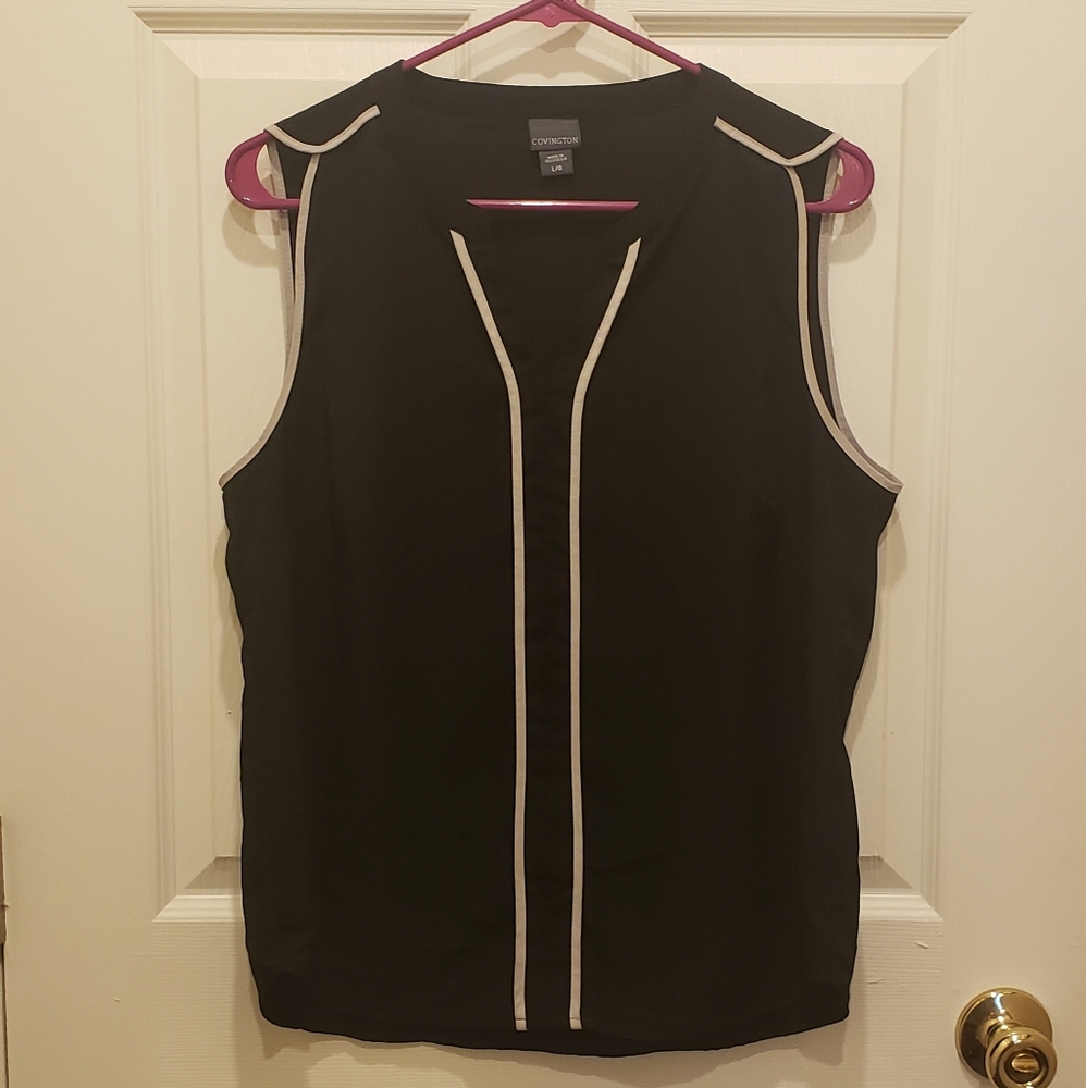Black with Grey Trim Blouse